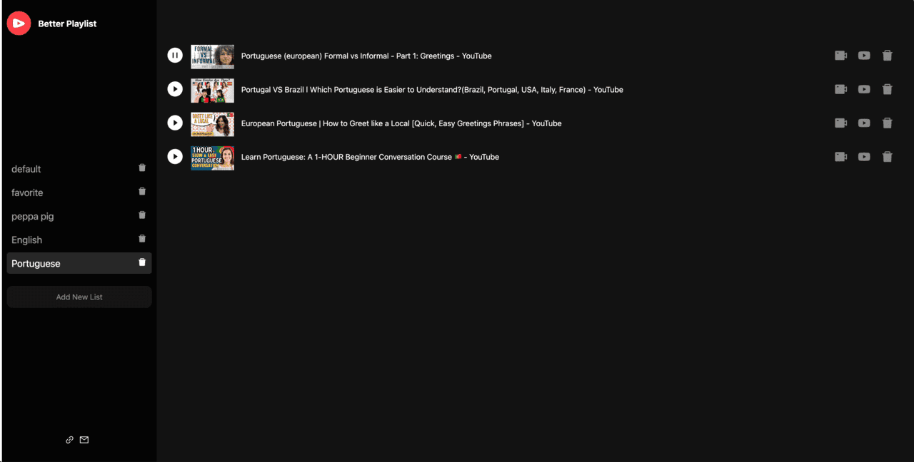 Better playlist for youtube